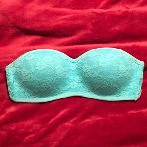 Victoria’s Secret Pink Lace Bandeau Bra S/P turquoise